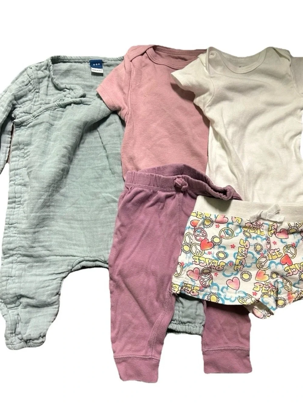 Baby Girl Clothing Muslin One Piece Pants Shorts Short Sleeves Size 6-9 Months